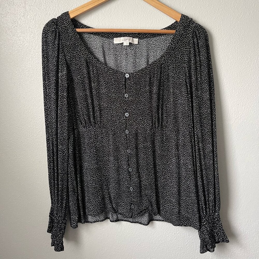 LOFT Dotted Square Neck Blouse